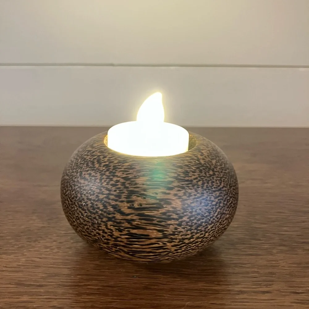 Turned Wooden Globe Candle Holders Rustic Vintage Earthy Decor